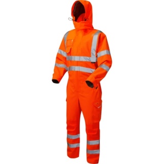 Leo Workwear CV02-O Watertown ISO 20471 Class 3 EcoViz® 10KX Stretch Coverall Orange